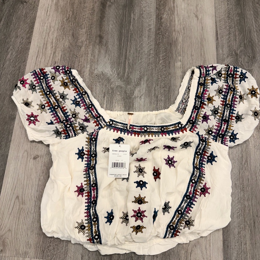 Free People Multicolor Embroidered Blouse